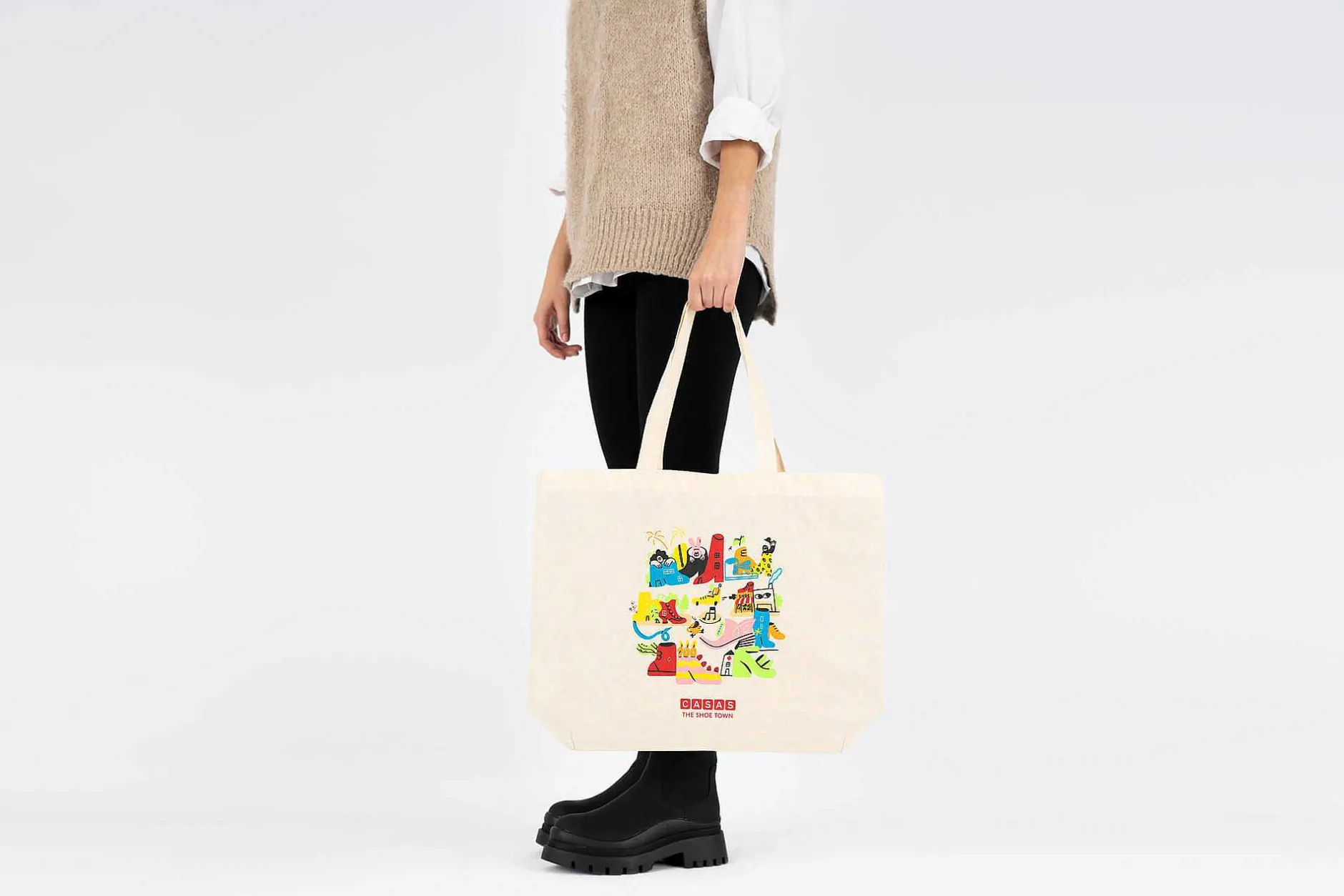 Bolsa de Tela Bolso Tote Bag The Shoe Town^ Bolsos